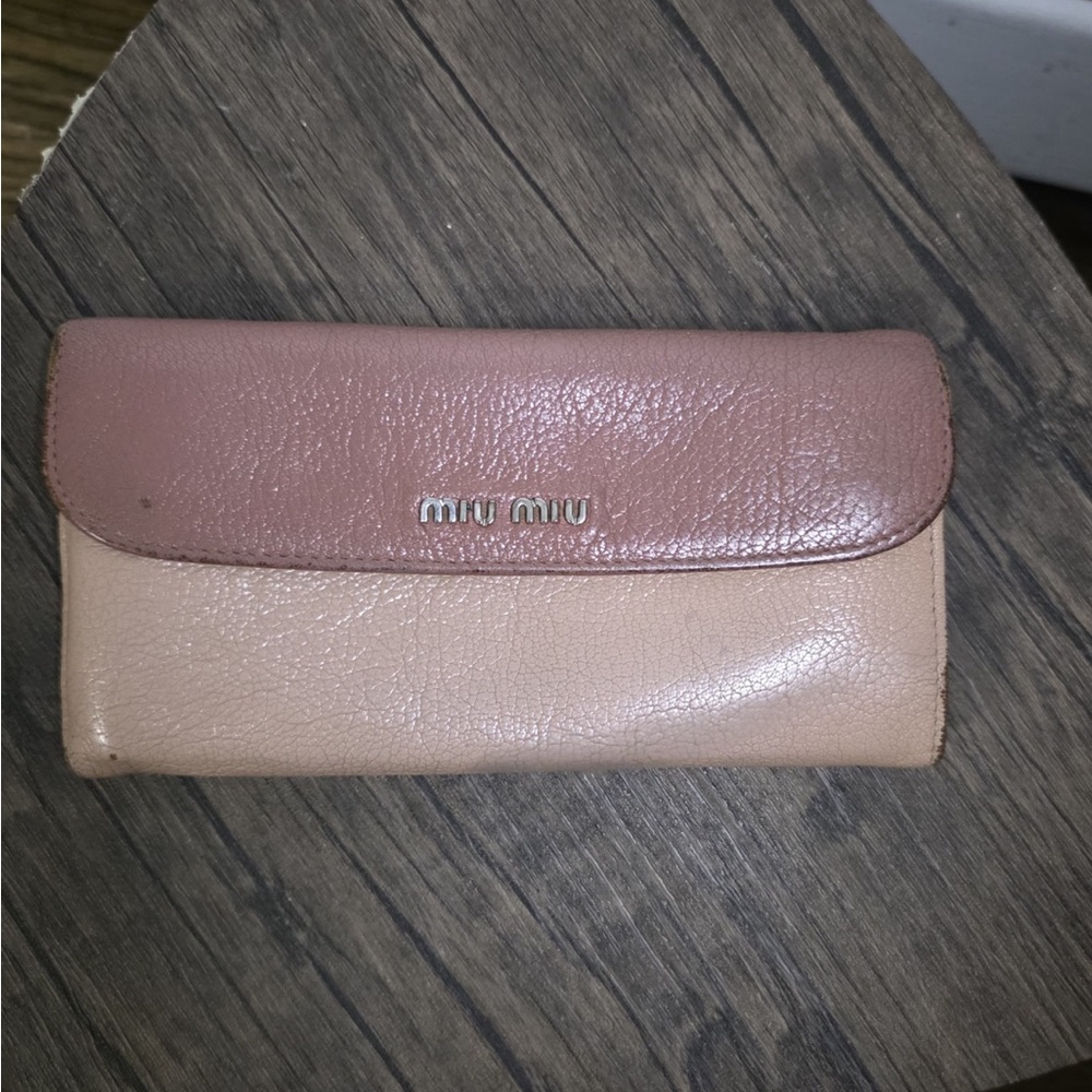 Miu Miu Pink and Tan Leather Bag with Textured Finish